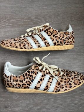 adidas Japan Leopard Pony Hair Sneaker with Cream Stripes